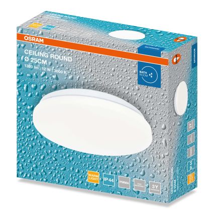 Osram - LED-Deckenleuchte für Badezimmer CEILING ROUND, 12 W, 230 V, 3000 K, Durchmesser 26 cm, IP44, weiß