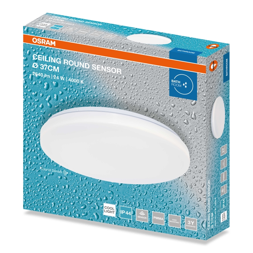 Osram - LED-Badezimmer-Deckenleuchte mit Dämmerungssensor CEILING ROUND LED/24W/230V 4000K Ø 37 cm IP44 weiß