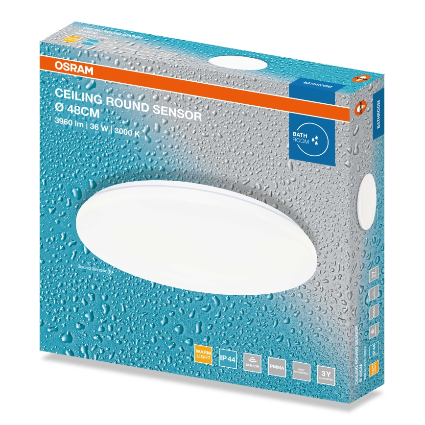 Osram - LED-Bad-Deckenleuchte mit Dämmerungssensor CEILING ROUND LED/36W/230V 4000K Ø 48 cm IP44 weiß
