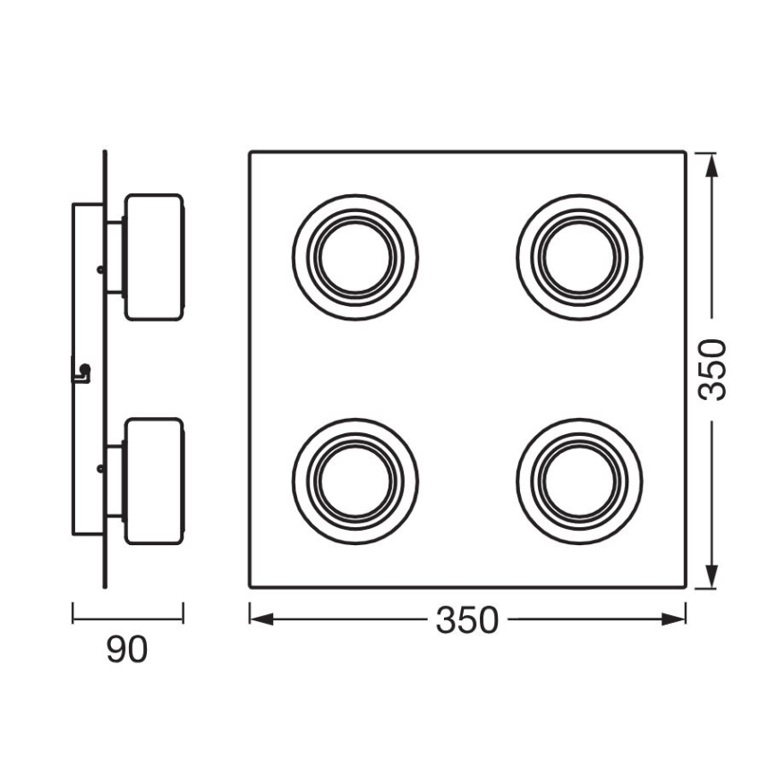 Osram - LED-Badezimmer-Deckenleuchte ORBIS FLAME 4xLED/5,5W/230V 3000/4000K IP44 schwarz