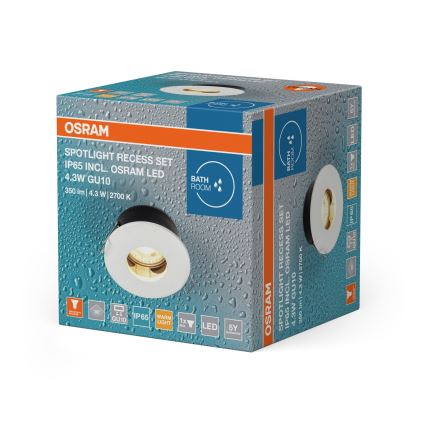Osram - LED Badezimmer-Einbauleuchte SPOT 1xGU10/4,3W/230V 2700K CRI 90 Ø 8,5 cm IP65 weiß