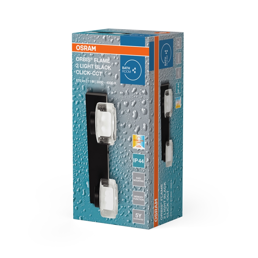 Osram - LED-Badezimmer-Wandleuchte ORBIS FLAME 2xLED/5,5W/230V 3000/4000K IP44 schwarz