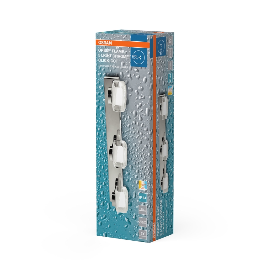 Osram - LED-Badezimmer-Wandleuchte ORBIS FLAME 3xLED/5,5W/230V 3000/4000K IP44, glänzender Chrom