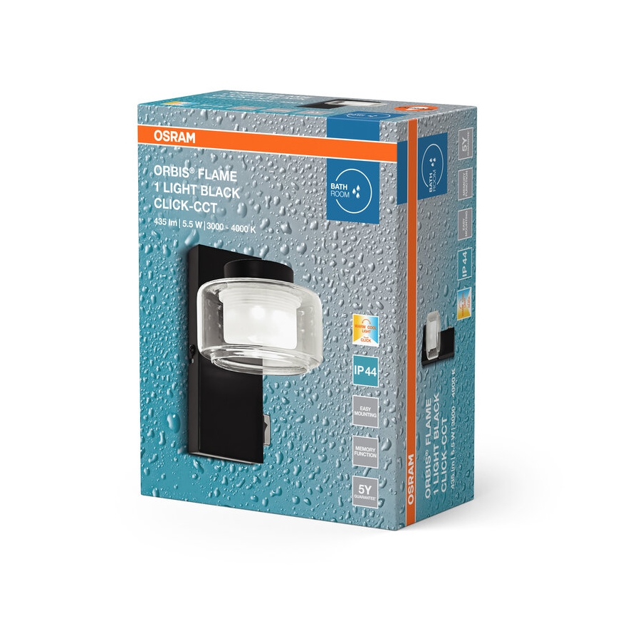 Osram - LED Badezimmer-Wandleuchte ORBIS FLAME LED/5,5W/230V 3000/4000K IP44 schwarz