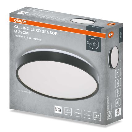 Osram - LED-Deckenleuchte mit Dämmerungssensor CEILING LUXO LED/18W/230V Ø 32 cm schwarz