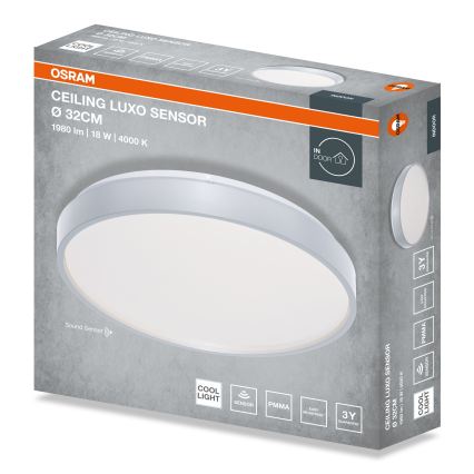 Osram - LED-Deckenleuchte mit Dämmerungssensor CEILING LUXO LED/18W/230V Ø 32 cm silber