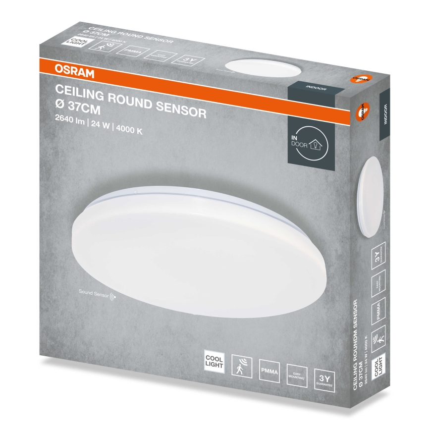 Osram - LED-Deckenleuchte mit Dämmerungssensor CEILING ROUND LED/24W/230V 4000K Ø 37 cm weiß