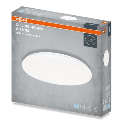Osram - LED-Deckenleuchte CEILING ROUND LED/36W/230V 6500K, Durchmesser 48 cm, weiß