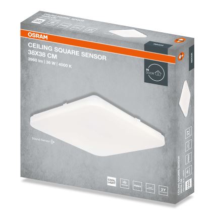 Osram - LED-Deckenleuchte mit Dämmerungssensor CEILING SQUARE LED/36W/230V 4000K 38x38 cm weiß