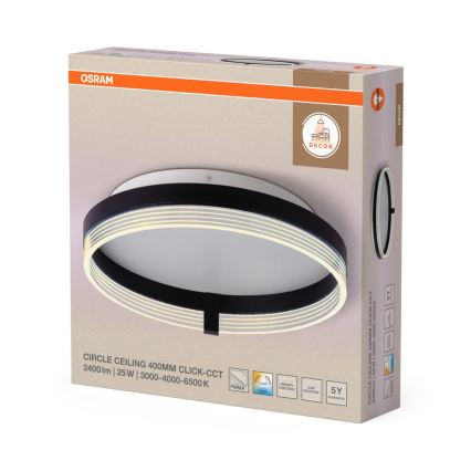 Osram - LED-Deckenleuchte DECOR CIRCLE LED/25W/230V 3000/4000/6500K Ø 40 cm schwarz/weiß