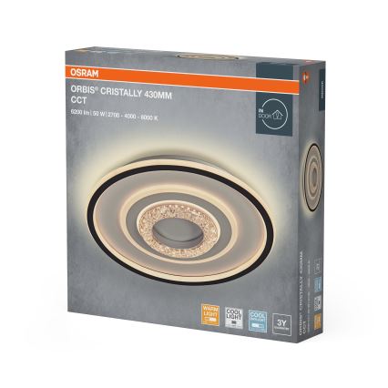 Osram - LED Deckenleuchte ORBIS CRISTALLY LED/50W/230V 2700/4000/6000K Ø 43 cm weiß/schwarz