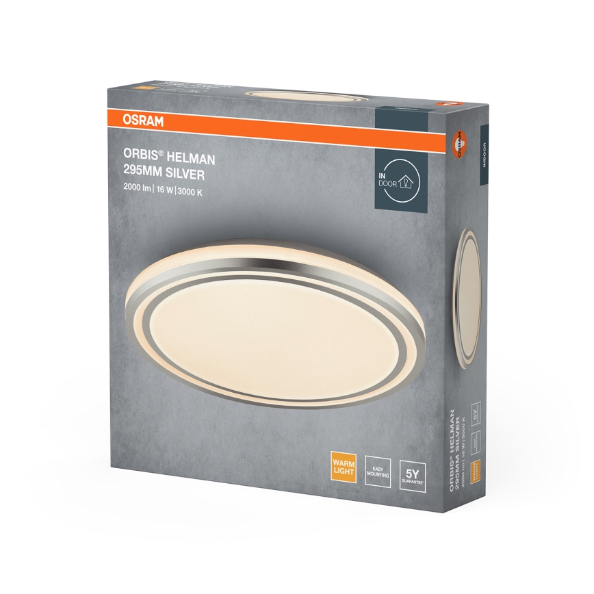 Osram - LED-Deckenleuchte ORBIS HELMAN LED/16W/230V Ø 29,5 cm silber
