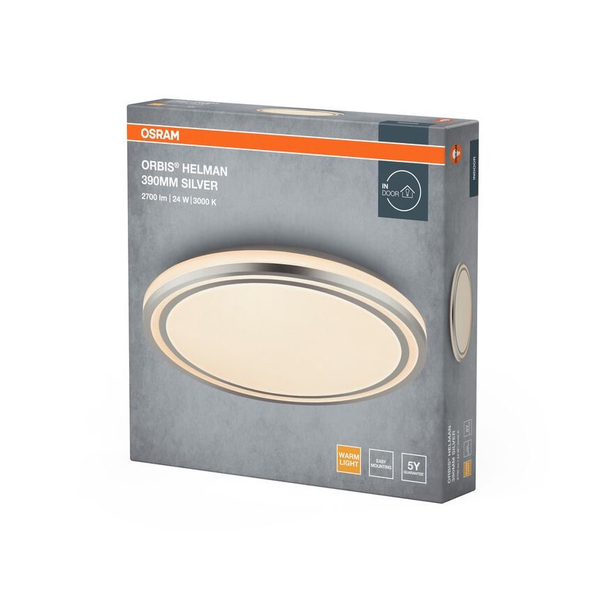 Osram - LED-Deckenleuchte ORBIS HELMAN LED/24W/230V, Ø 39 cm, silber