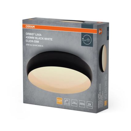 Osram - dimmbare LED-Deckenleuchte ORBIS LIVIA LED/24W/230V Ø 43 cm schwarz/weiß