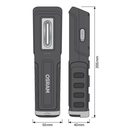 Osram - LED dimmbare, wiederaufladbare Inspektionsleuchte LEDINSPECT WIRE-FREE PRO 600 LED/5W/3,7V IP54 2600 mAh