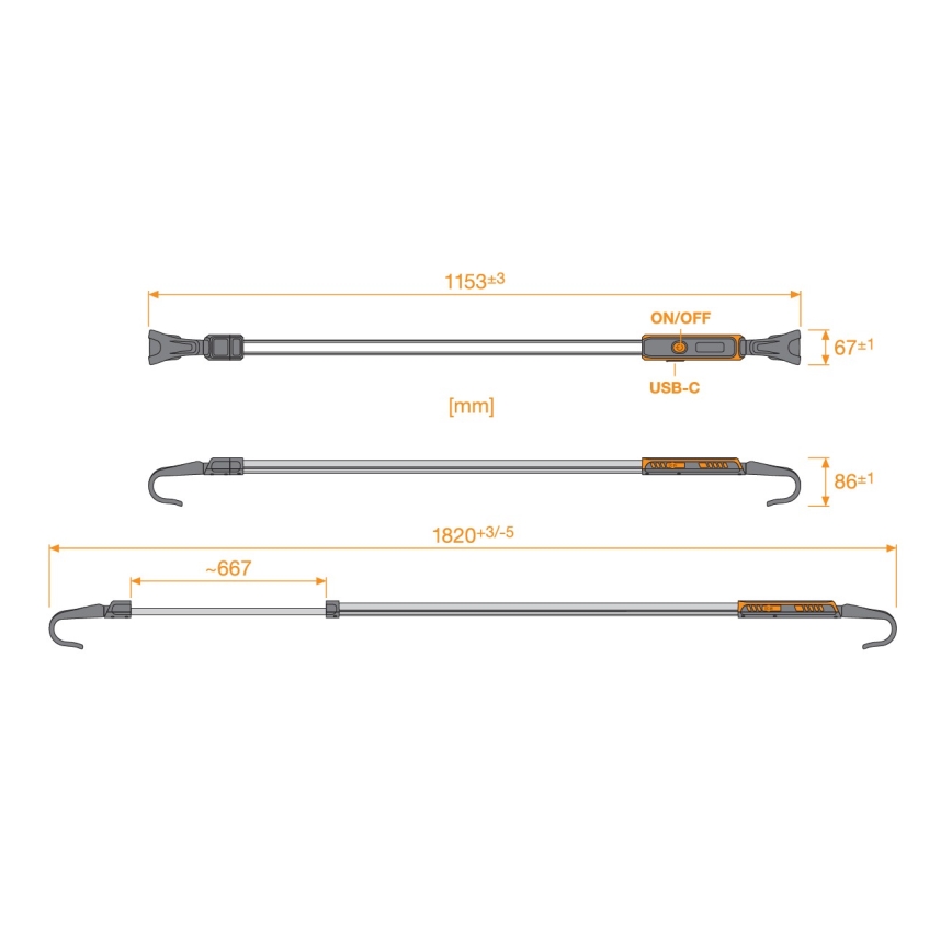 Osram - Dimmbare, wiederaufladbare LED-Inspektionsleuchte LEDINSPECT UNDERBONNET LED/16W/3,7V IP65 4400 mAh