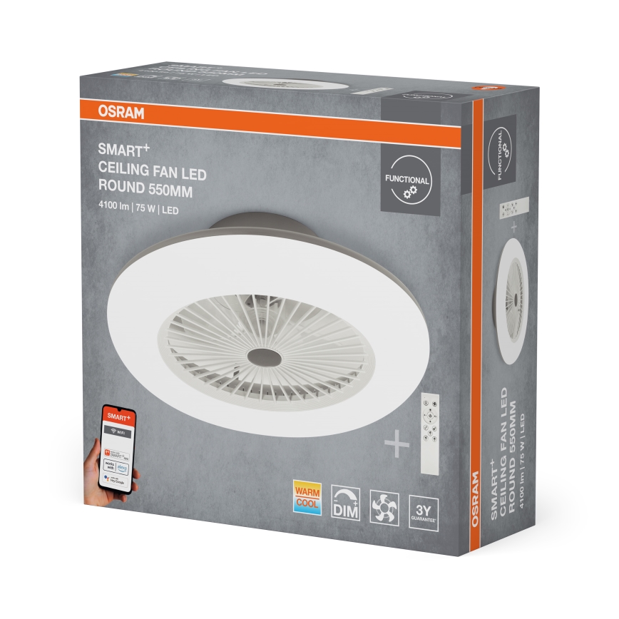 Osram - LED-dimmbare Deckenleuchte mit Ventilator SMART+ LED/75W/230V 3000-6500K Wi-Fi + Fernbedienung