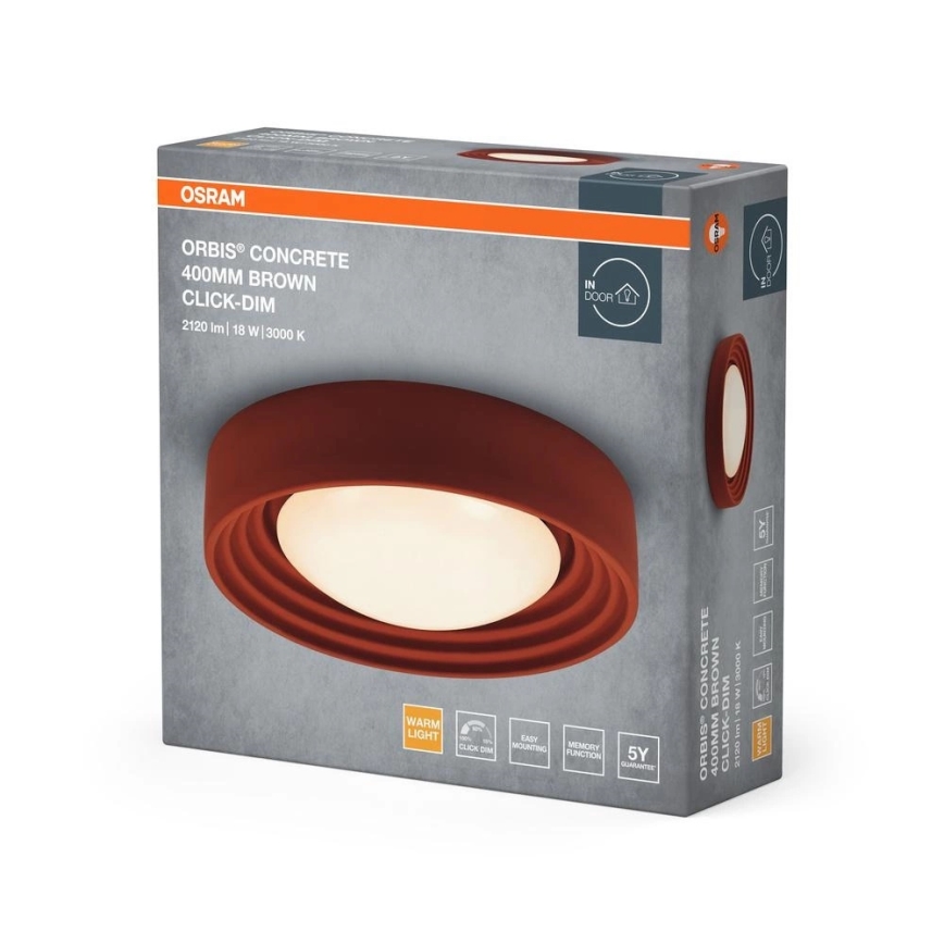 Osram - dimmbare LED-Deckenleuchte ORBIS CONCRETE LED/18W/230V Ø 40 cm braun/Beton
