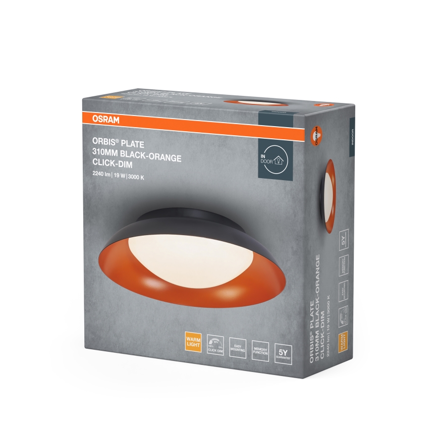 Osram - Dimmbare LED-Deckenleuchte ORBIS PLATE LED/35W/230V Ø 43 cm orange/schwarz