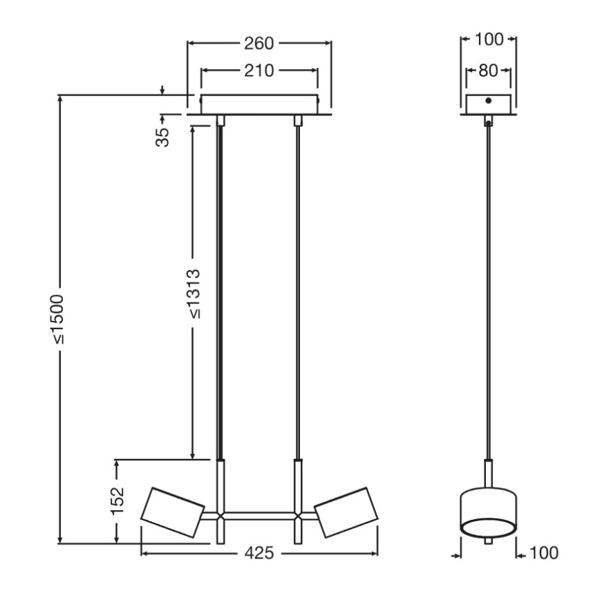 Osram - LED-dimmbare Pendelleuchte an Kabel DECOR KYOTO, 2×LED / 10 W / 230 V / CRI 90, schwarz