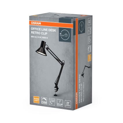Osram - Dimmbare LED-Tischlampe mit Klemme OFFICE LINE LED/9W/230V 3000K schwarz
