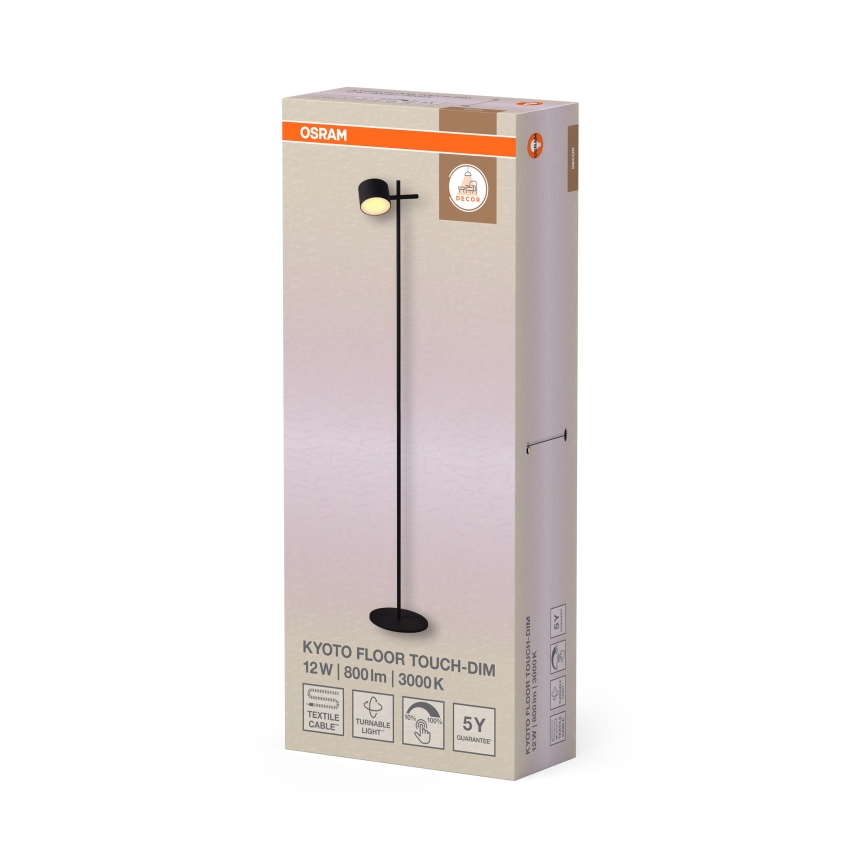 Osram - dimmbare Touch-Stehlampe DECOR KYOTO LED/12W/230V CRI 90 schwarz