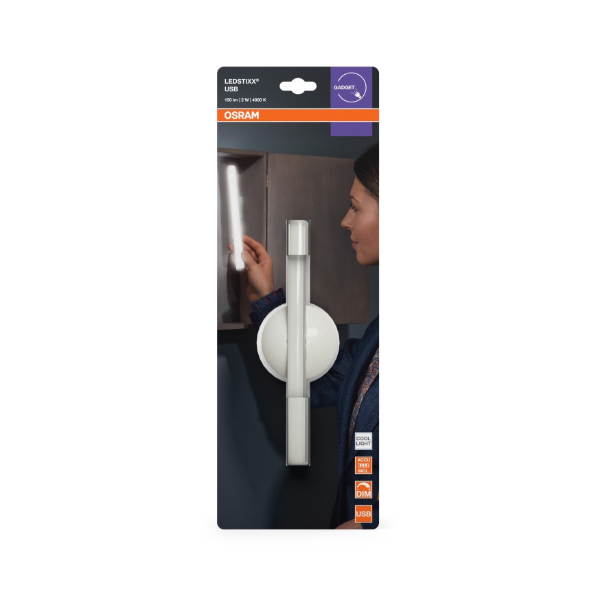 Osram - dimmbares, wiederaufladbares LED-Orientierungslicht LEDSTIXX LED/2W/5V CRI 90 weiß
