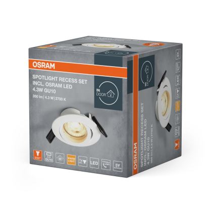 Osram - LED-Einbaustrahler SPOT 1xGU10/4,3W/230V 2700K CRI 90 weiß