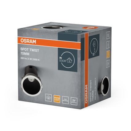 Osram - LED Einbaustrahler SPOT TWIST LED/5 W/230 V 3000 K Ø 7 cm weiß/schwarz