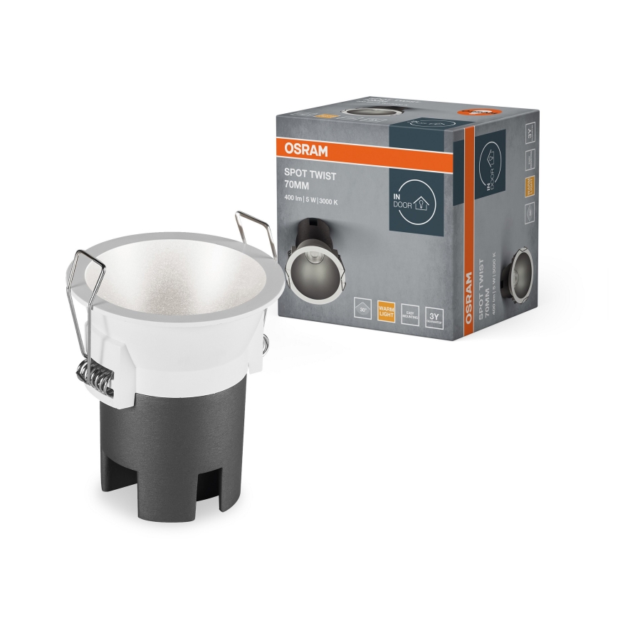Osram - LED-Einbaustrahler SPOT TWIST LED/5W/230V 3000K Ø 7 cm weiß/silber