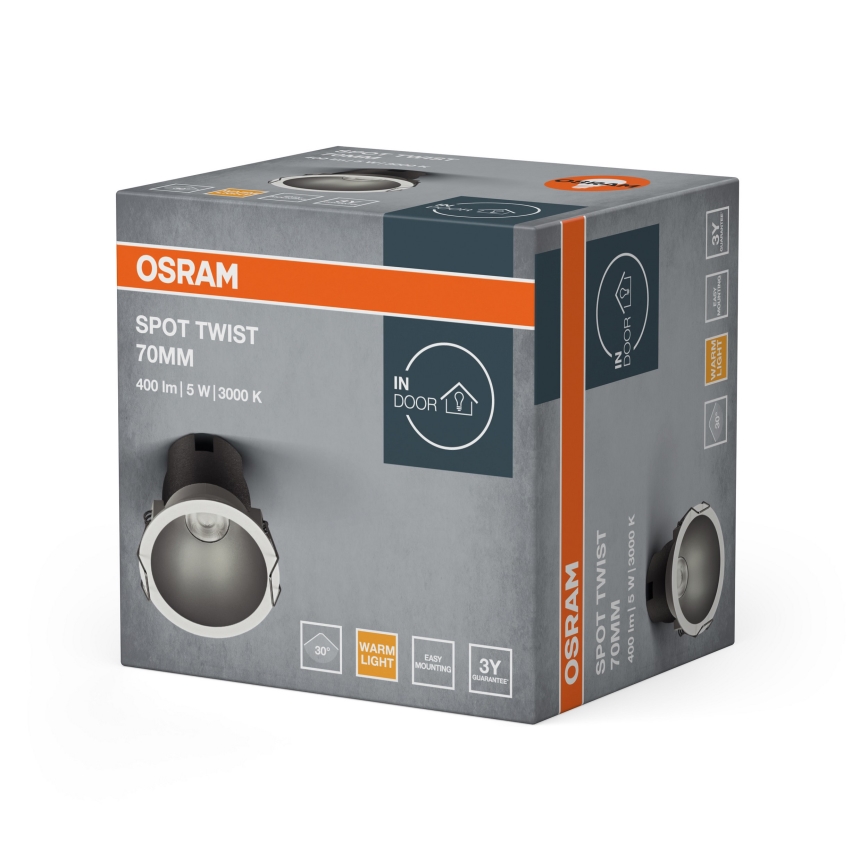 Osram - LED-Einbaustrahler SPOT TWIST LED/5W/230V 3000K Ø 7 cm weiß/silber