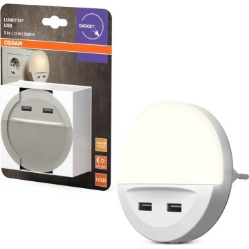 Osram - LED-Nachtlicht für die Steckdose mit Sensor LUNETTA 2xUSB LED/13W/230V