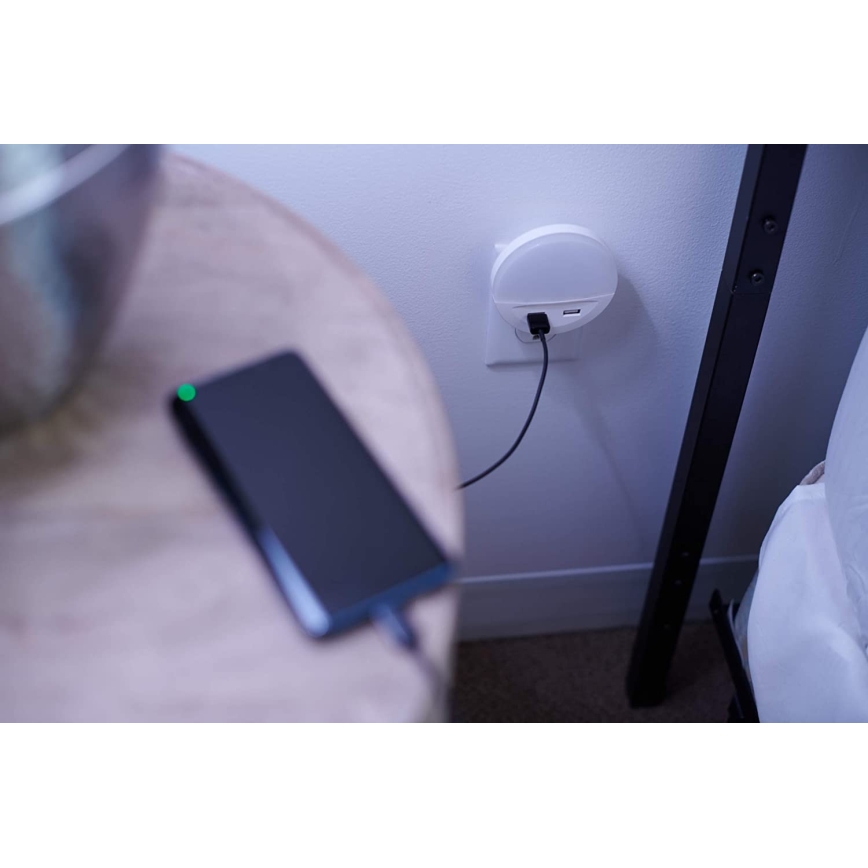 Osram - LED Nachtlicht für Steckdose mit Sensor LUNETTA 2xUSB LED/13W/230V