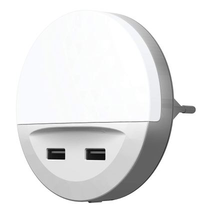 Osram - LED Nachtlicht für Steckdose mit Sensor LUNETTA 2xUSB LED/13W/230V