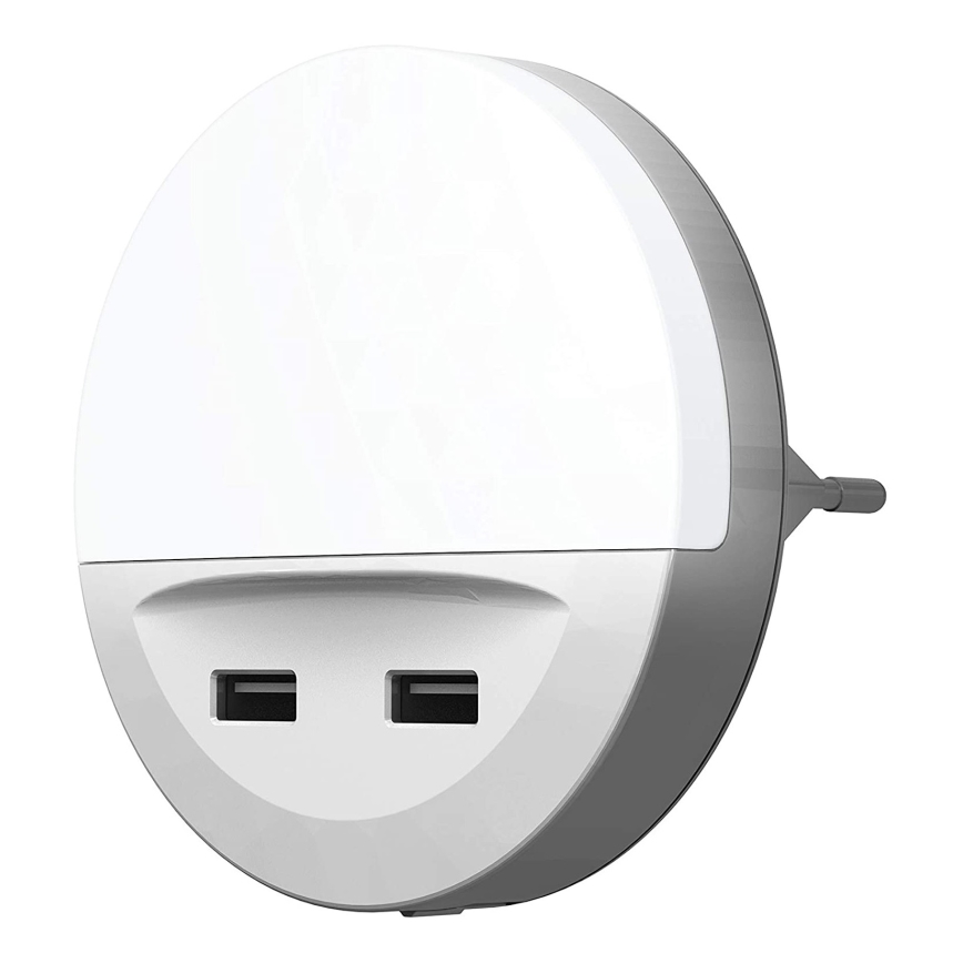 Osram - LED Nachtlicht für Steckdose mit Sensor LUNETTA 2xUSB LED/13W/230V