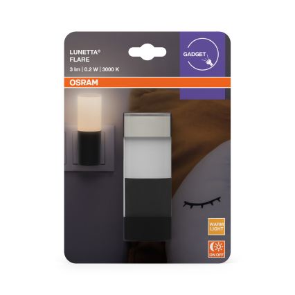 Osram - LED Nachtlicht mit Dämmerungssensor LUNETTA LED/0,2W/230V schwarz