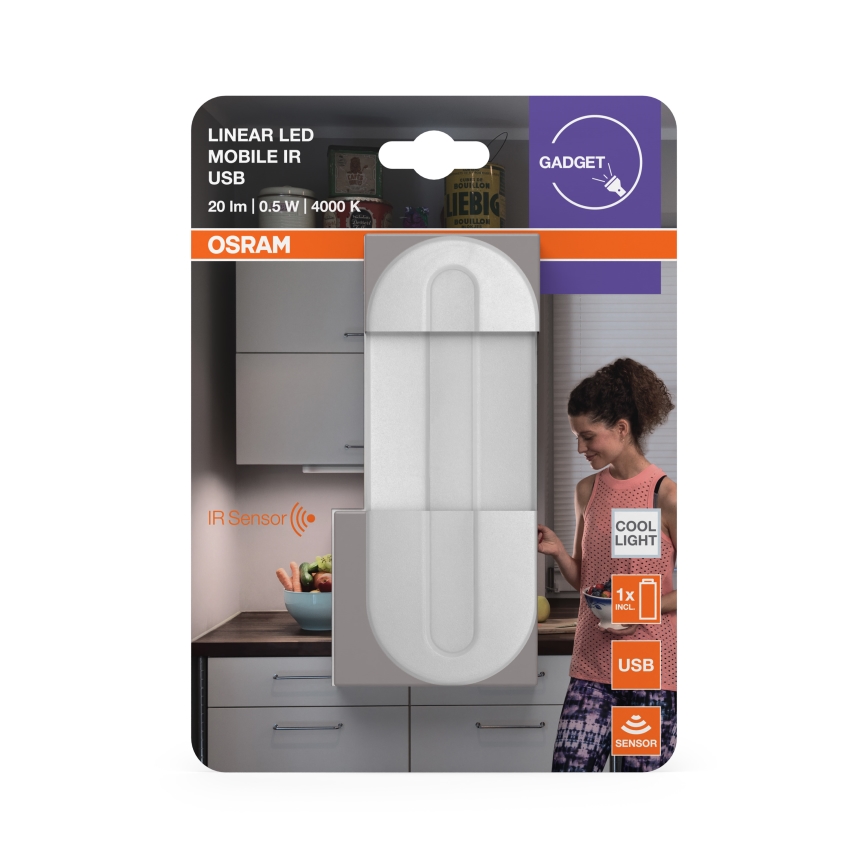 Osram - LED-Orientierungsleuchte mit Bewegungssensor MOBILE LED/0,5W/3,7V 330 mAh CRI 90 weiß