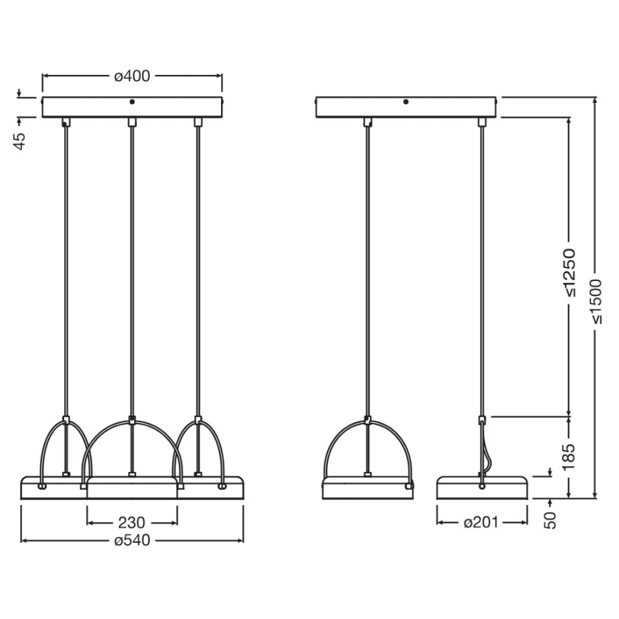 Osram - LED-Pendelleuchte an Kabel DECOR PUCK 3xLED/12W/230V schwarz