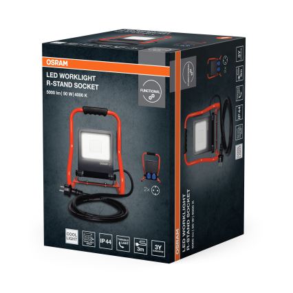 Osram - LED-Strahler mit Halterung und Steckdosen R-STAND LED/50W/230V 4000K IP44 orange/anthrazit