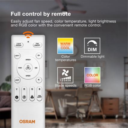 Osram - LED RGB dimmbarer Deckenventilator NORDES LED/18W/230V 3000-6500K + Fernbedienung