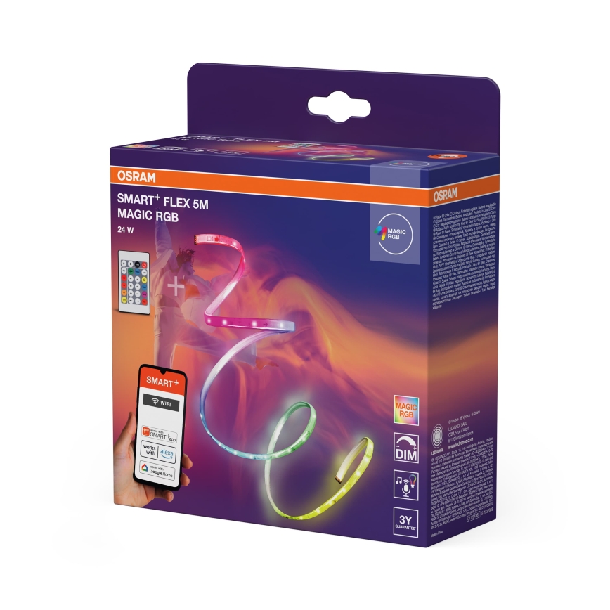 Osram - Dimmbarer LED-RGB-Streifen SMART+ MAGIC FLEX 5m LED/24W/230V Wi-Fi + Fernbedienung