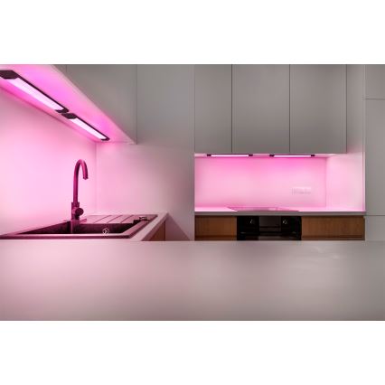 Osram - LED RGBW dimmbare Unterbauleuchte mit Bewegungsmelder LINEAR EDGE LED/8W/230V 50 cm schwarz + Fernbedienung