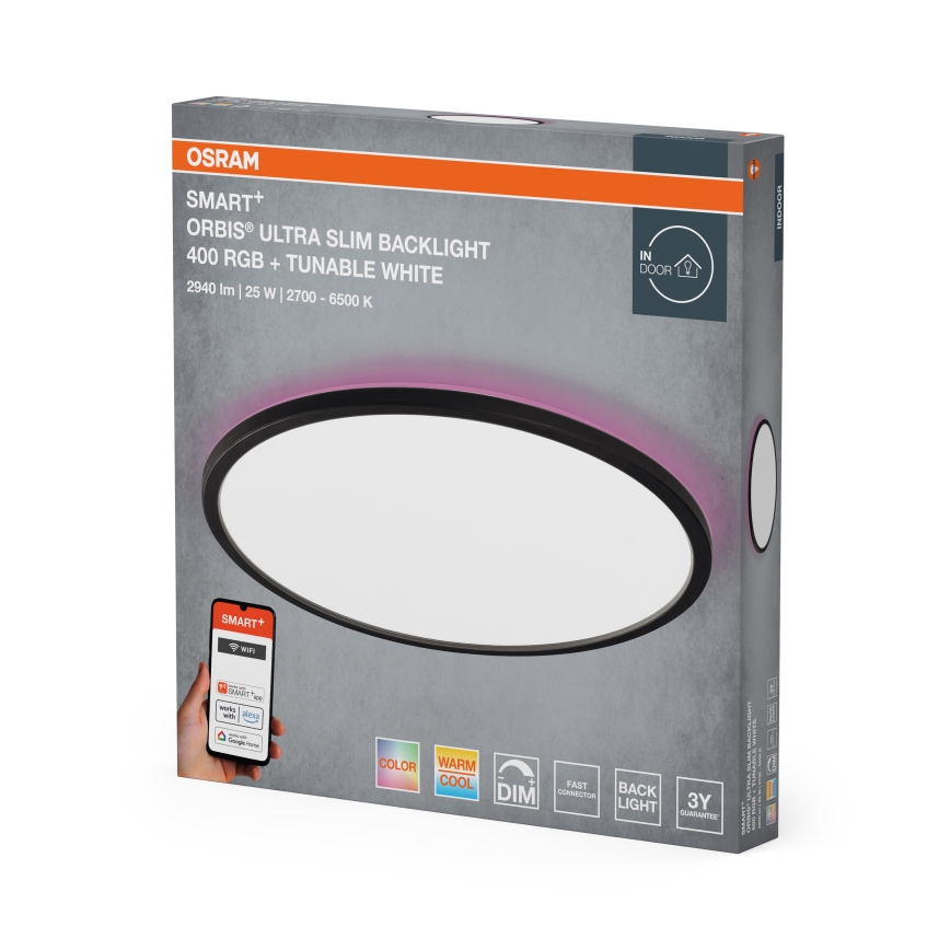 Osram - SMART+ ORBIS LED RGBW dimmbare Deckenleuchte, 25 W, 230 V, Ø 40 cm, 2700–6500 K, Wi‑Fi