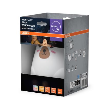 Osram - LED RGBW dimmbare Touch-Kinderlampe NIGHTLUX BEAR LED/0,7W/3,7V 1200 mAh weiß