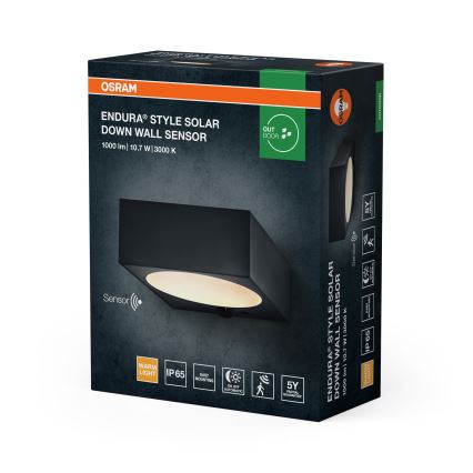 Osram - Dimmbare Solar-LED-Wandleuchte mit Sensor ENDURA STYLE LED/10,7W/4,2V 2000 mAh IP65 Anthrazit