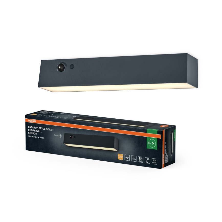 Osram - LED-Solar-Wandleuchte mit Sensor ENDURA STYLE LED/12,4W/4,2V 2000 mAh IP54 Anthrazit