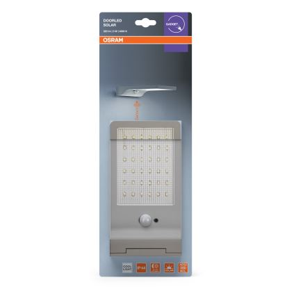Osram - LED Solar-Wandleuchte mit Sensor DOORLED LED/3W/3,3V 2000 mAh IP44 silber