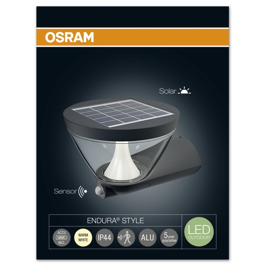 Osram - LED-Solarwandleuchte mit Sensor ENDURA LED/5W/ černá