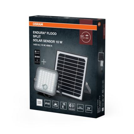 Osram - LED-dimmbarer Solarstrahler mit Sensor ENDURA LED/10W/4,2V 4000K IP65 schwarz + Fernbedienung