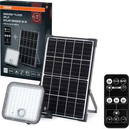 Osram - Dimmbarer LED-Solarstrahler mit Sensor ENDURA LED/30W/6,4V 4000K IP65 schwarz + Fernbedienung